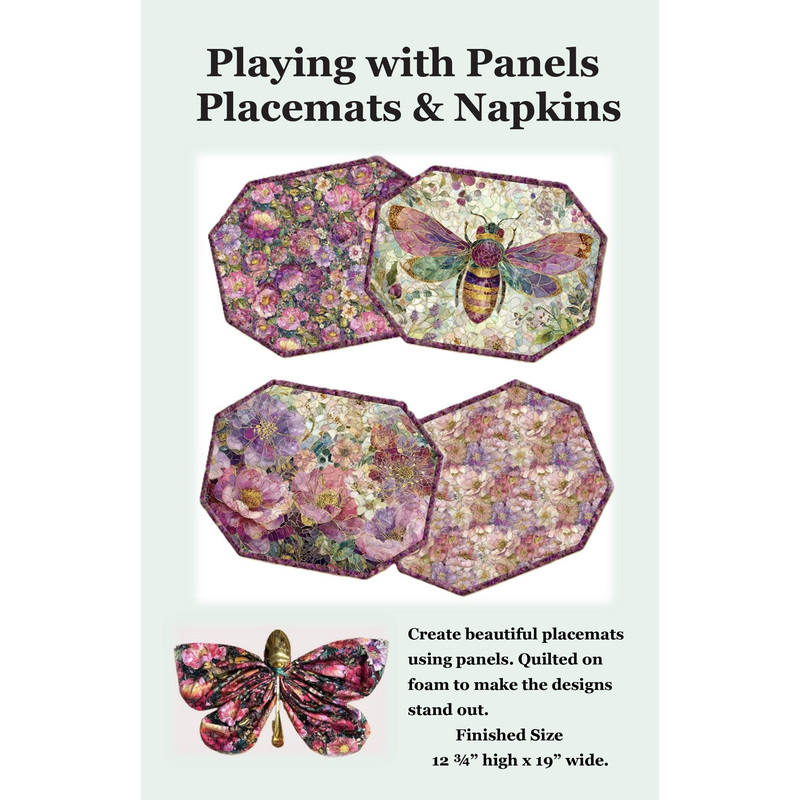 Front cover of the pattern featuring a digital mockup of a completed panel placemat project.