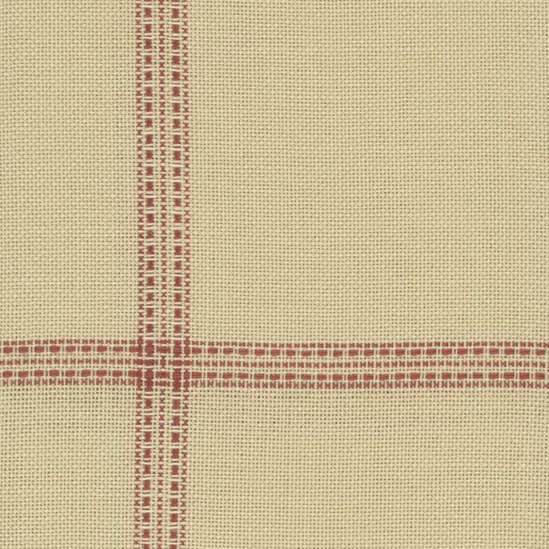 A swatch of beige 18ct Fireside Afghan cloth with red ticking.