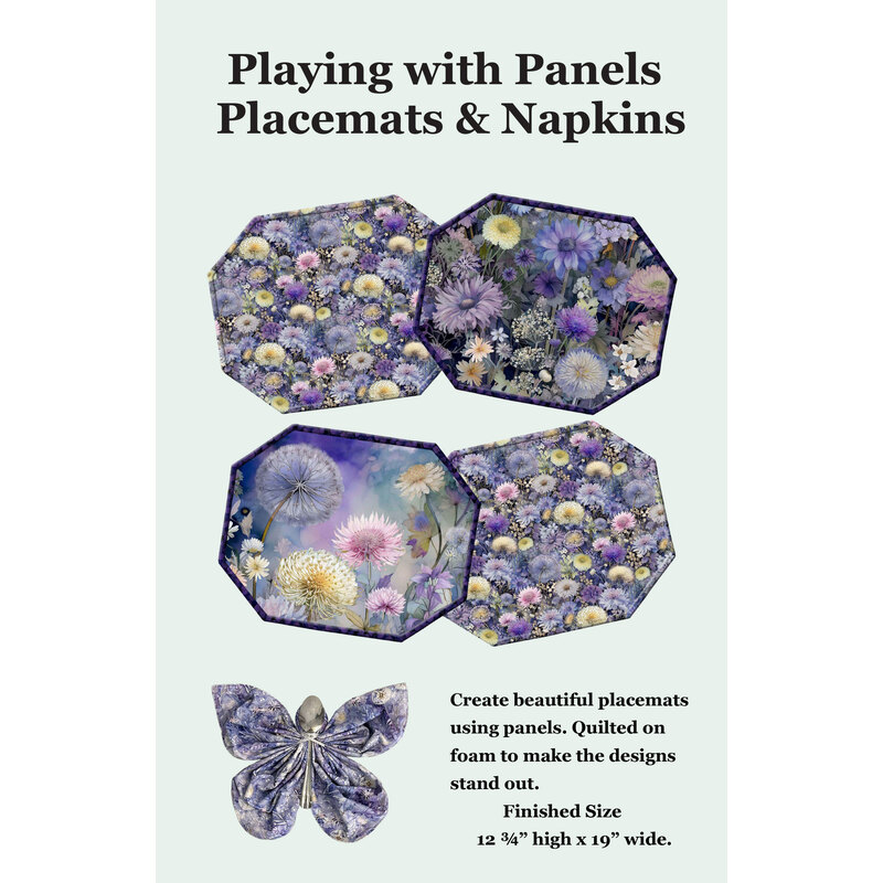 Front cover of the pattern featuring a digital mockup of a completed panel placemat project.