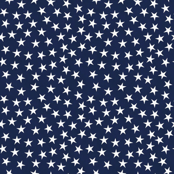 dark navy fabric featuring a tossed pattern of white stars.