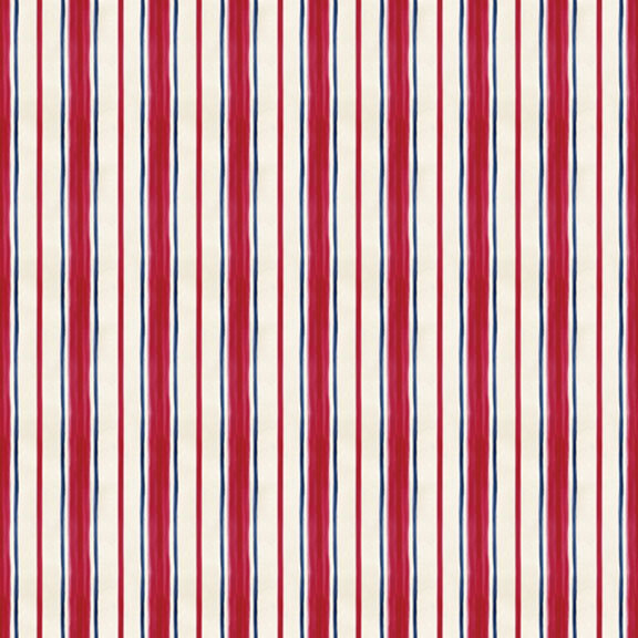 cream fabric with red and blue stripes