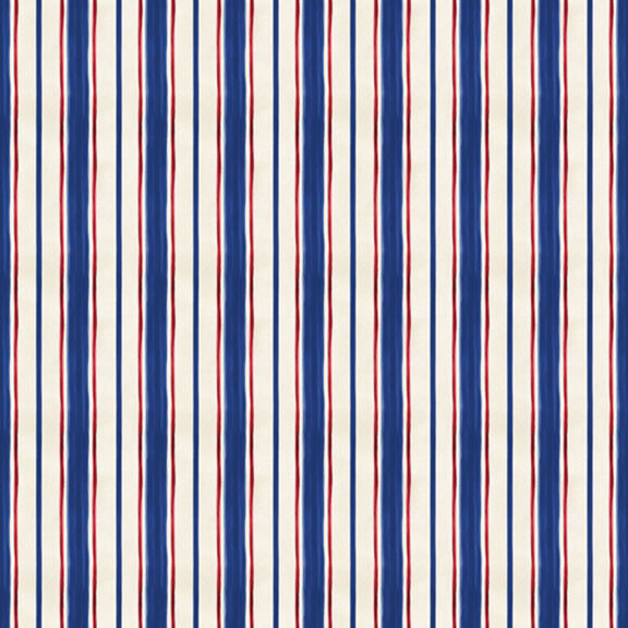 cream fabric with blue and red stripes