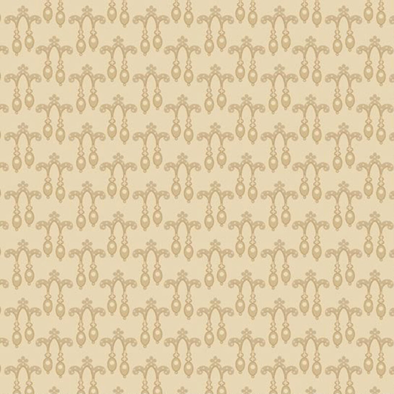 Tonal cream fabric with a staggered pattern of bauble clusters. 