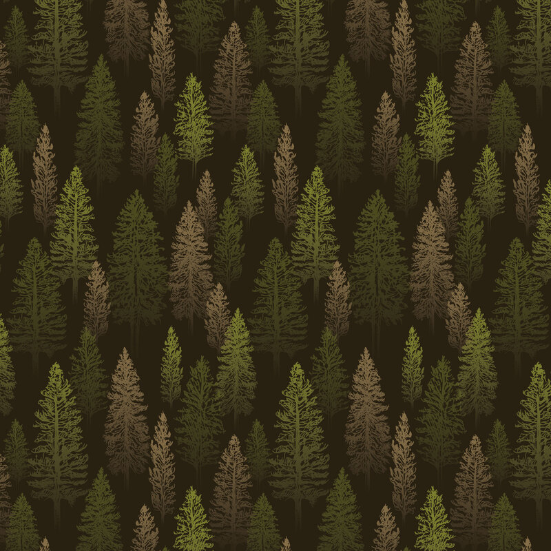 Brown fabric with a subtle pattern of stylized trees.