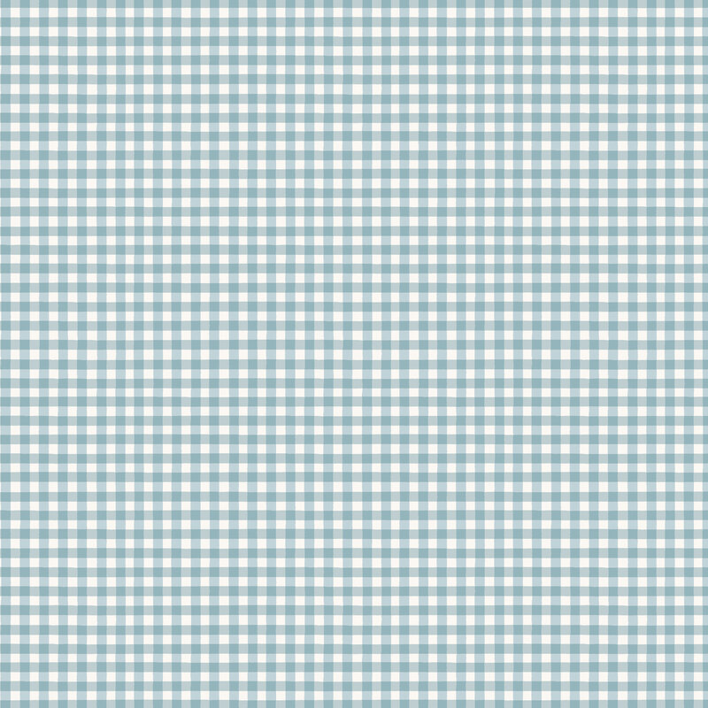 A white fabric with a gray blue gingham pattern.