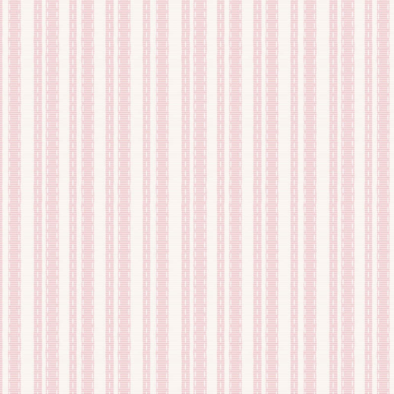 An off white fabric featuring pink stripes. 