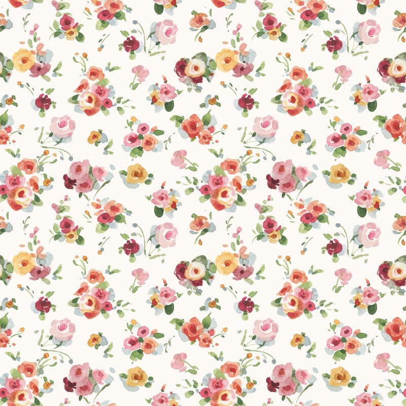 A cream fabric with watercolor florals.