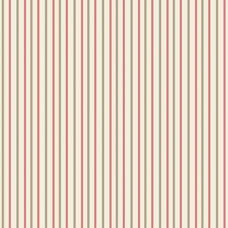 Cream fabric with an overlapping, dashed red and green stripe design.