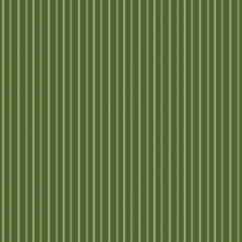 Green fabric with an overlapping, dashed white and soft sage stripe design.
