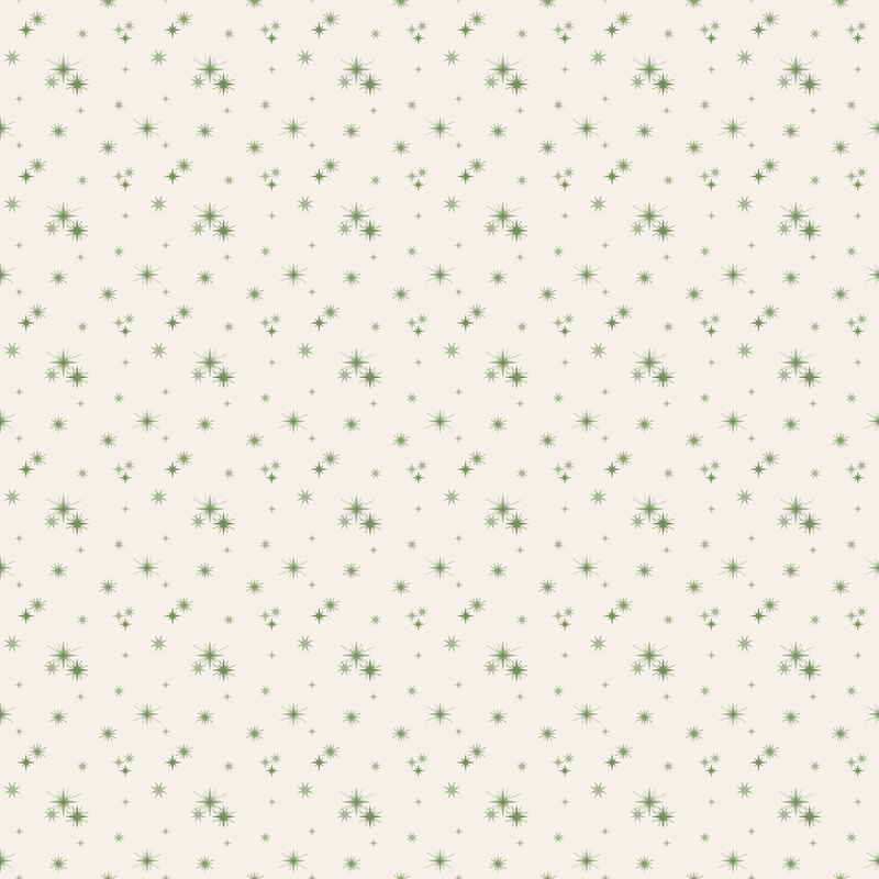 Cream fabric with a scattered pattern of green stars.