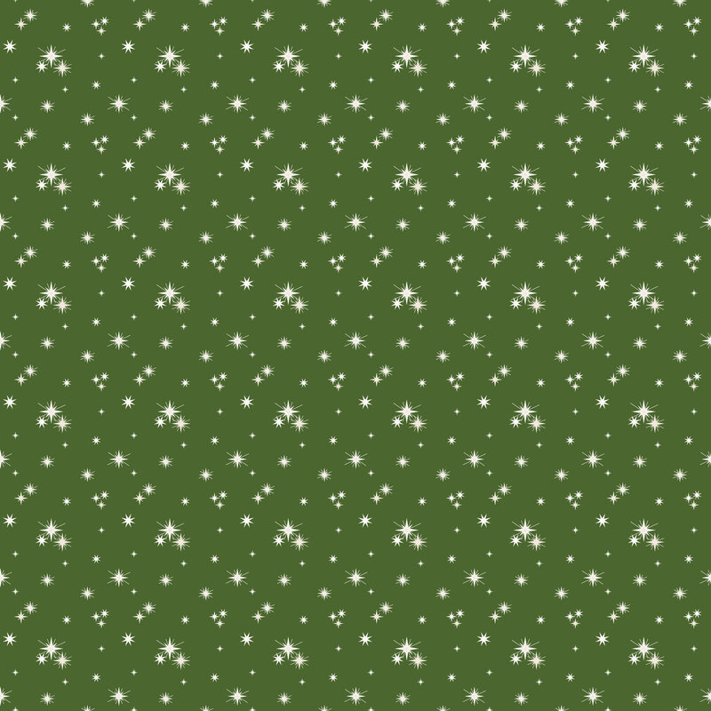 Dark green fabric with a scattered pattern of white stars.