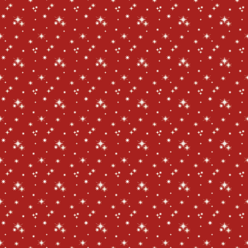 Deep red fabric with a scattered pattern of white stars.