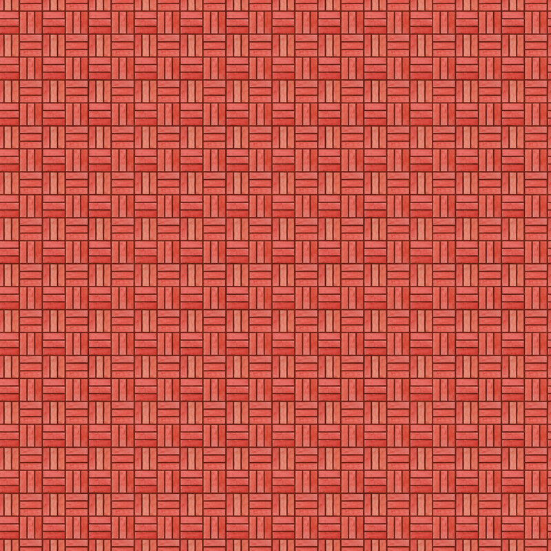 Red fabric with a geometric weave pattern.