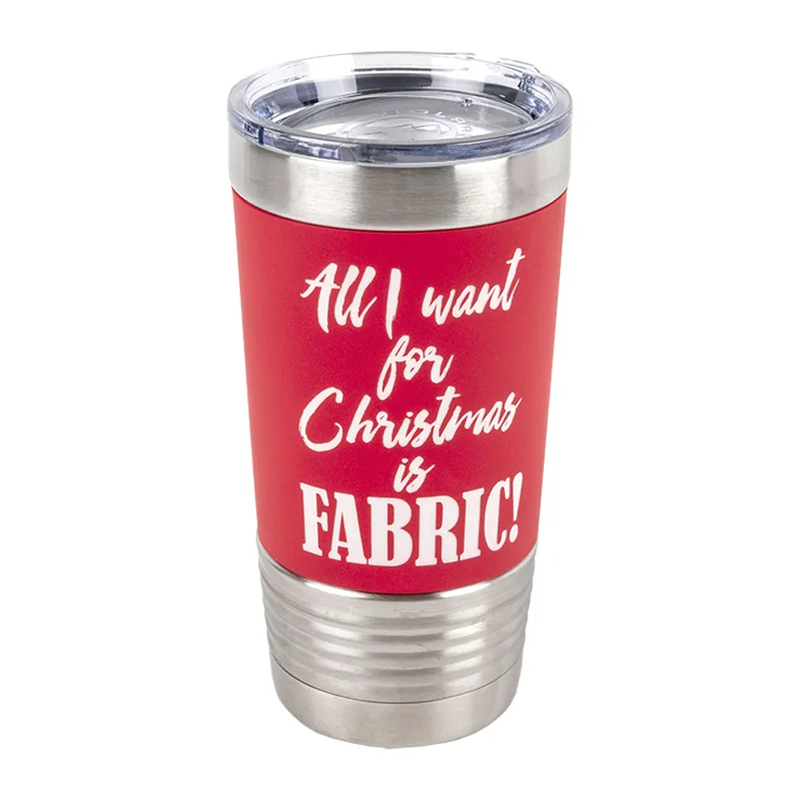 The All I want for Christmas is Fabric Tumbler, Isolated on a white background. 