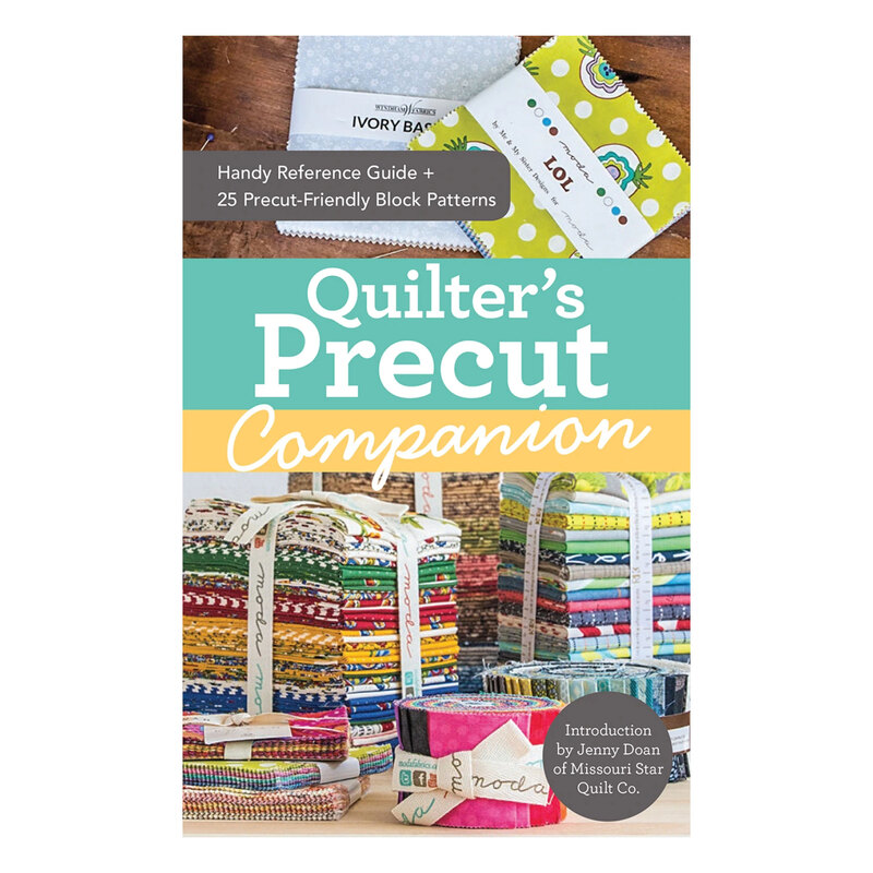 Quilter's Precut Companion spiral-bound quilting book featuring colorful quilt blocks and precut fabric shapes on the cover.