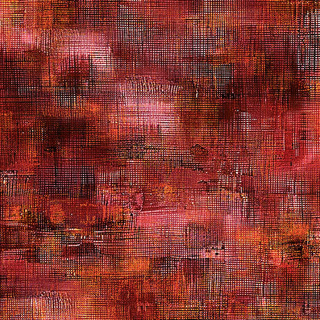 This mottled dark red fabric features a cross hatch texture. 