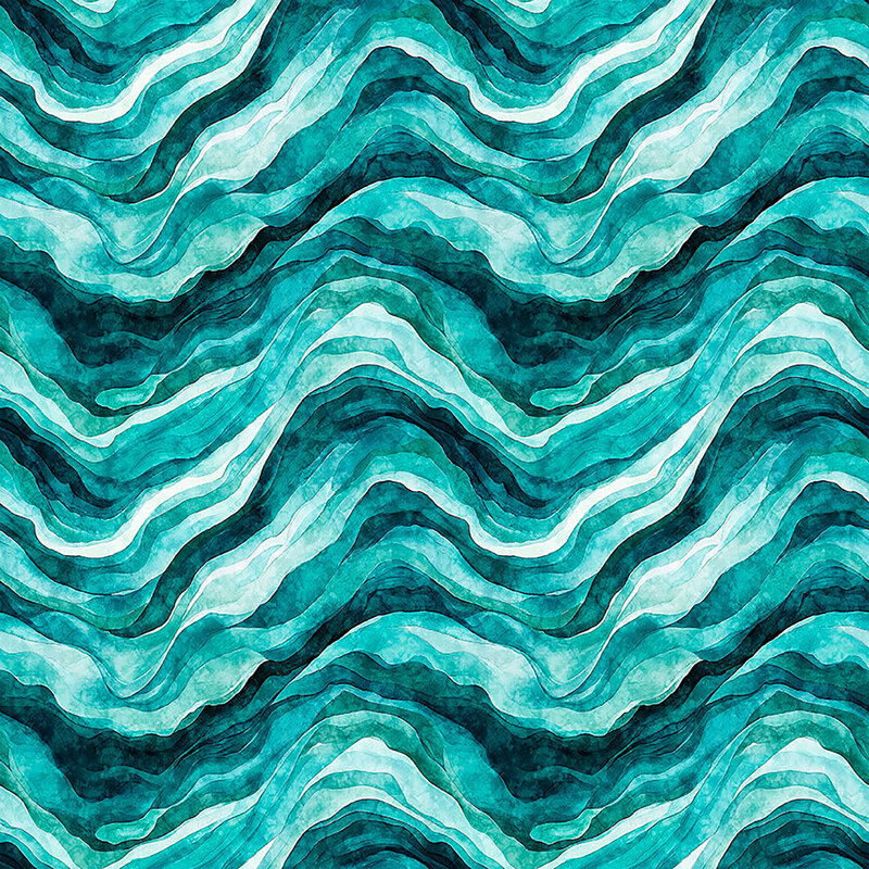 An aqua fabric with abstract waves.