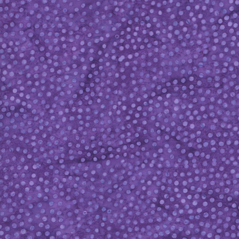 Violet batik with a scattered pattern of small, wisteria-purple dots. 