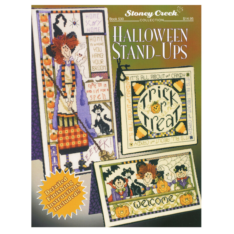 Halloween stand-up craft pattern by Stoney Creek Collection with “Trick or Treat” and “Welcome” designs.