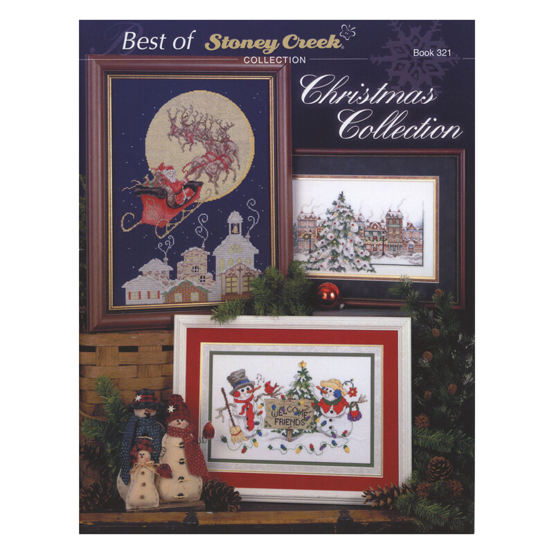 Front cover of the pattern booklet showing the finished projects displayed on a blue background.