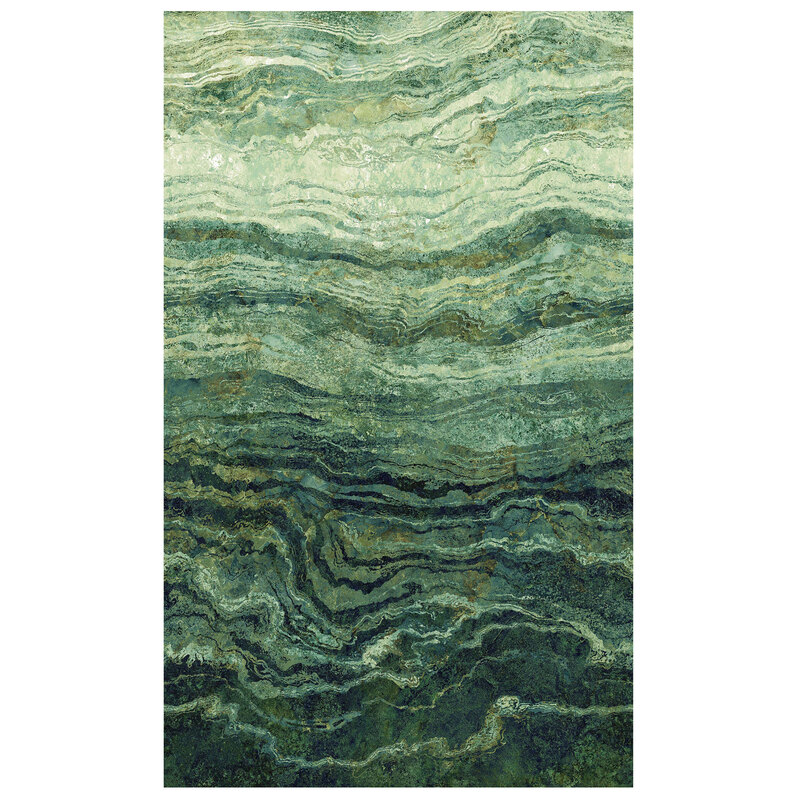 Dark teal and pale green fabric with a softly textured surface that emulates the look of natural stone. 