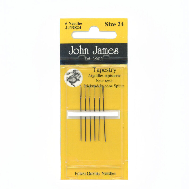 A picture of the needles in their yellow packaging, isolated on a white background.