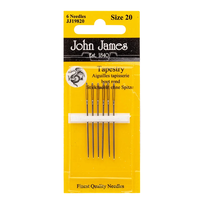 A picture of the needles in their yellow packaging, isolated on a white background.