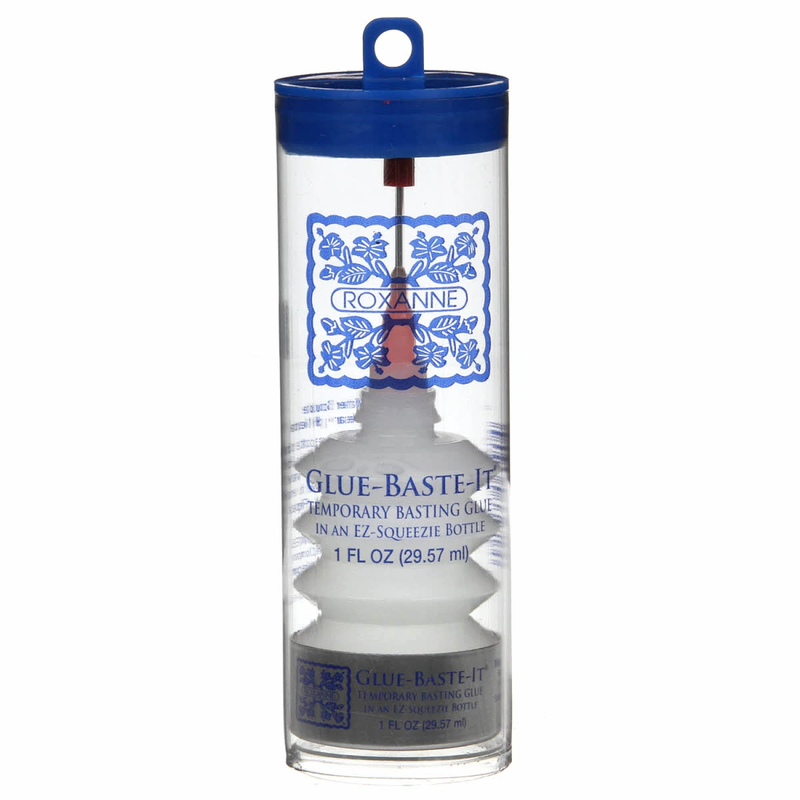 Roxanne Glue-Baste-It 1 oz EZ-Squeezie bottle with a precision needle-nose applicator tip for temporary fabric basting.