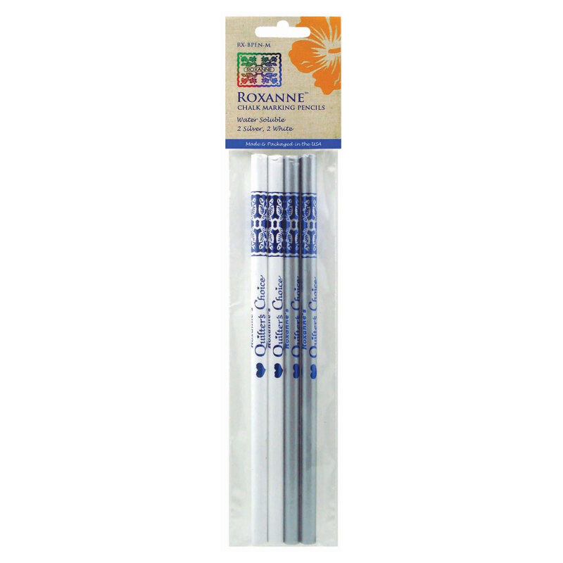 Image of 4 chalk pencils in clear packaging, isolated on a white background. 