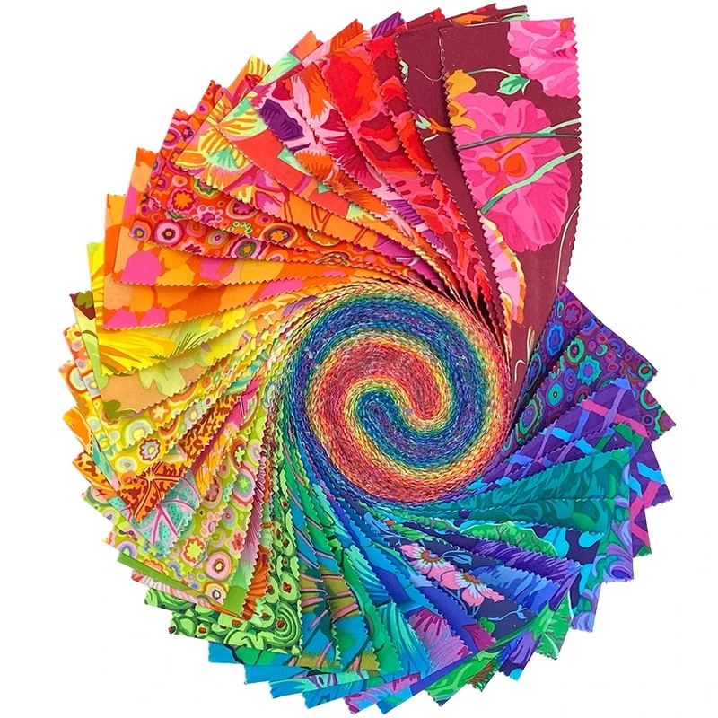 The Spectrum Design Roll, fanned out in a circle showing the vibrant fabrics.