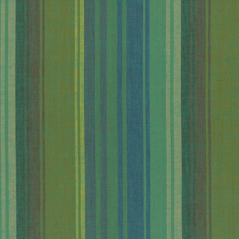 rhythmic vertical stripe in cool shades of blue, green, and aqua