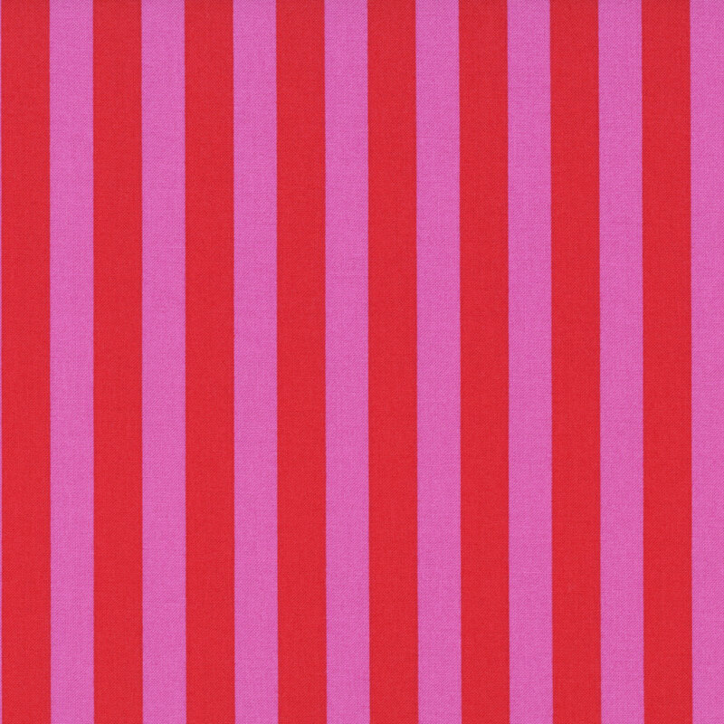 Thick striped hot magenta and bright red fabric.