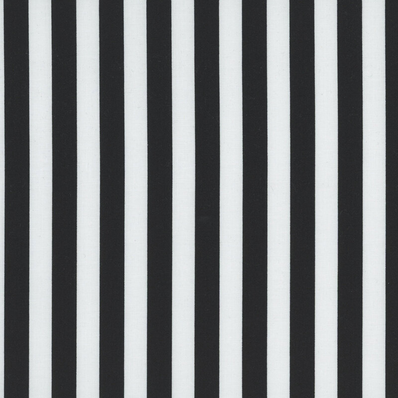 White fabric with a classic pattern of evenly spaced black stripes.