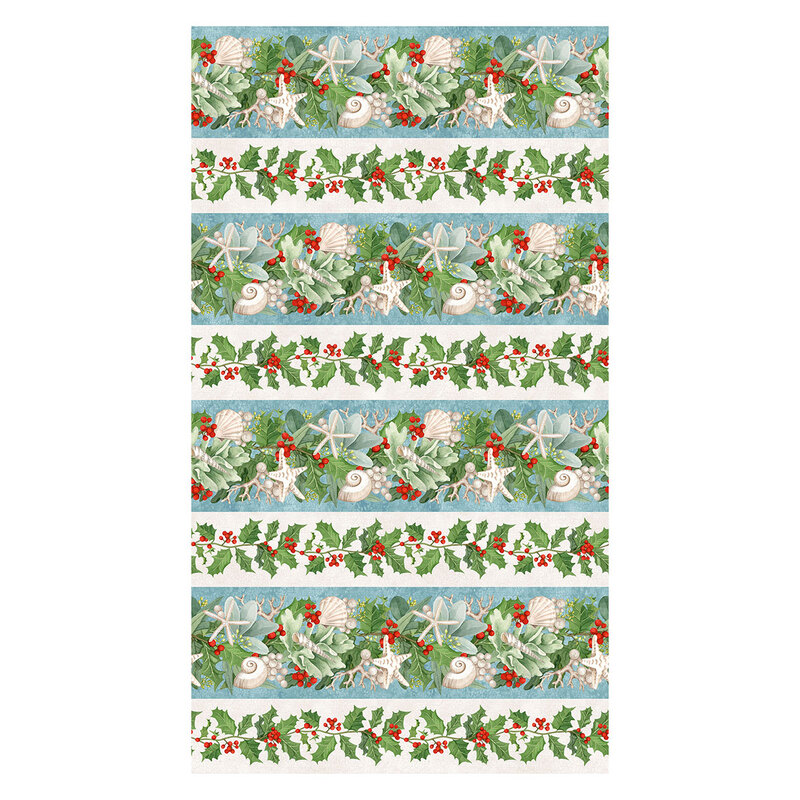 Intricate border stripe with a medley of beach and festive motifs in alternating rows.