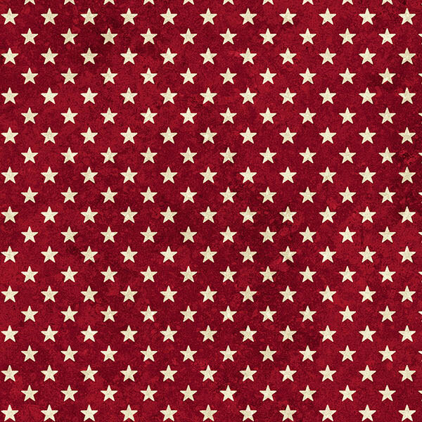 Mottled red fabric with a pattern of scattered white stars.