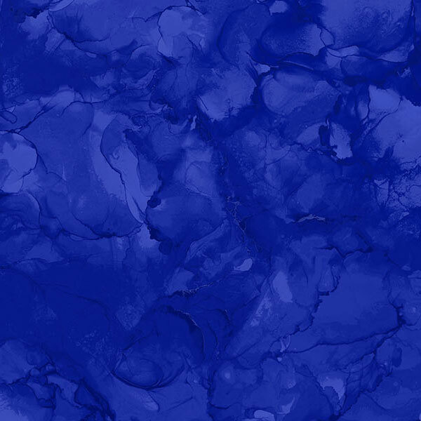 Blue fabric with a classic tonal mottled pattern.