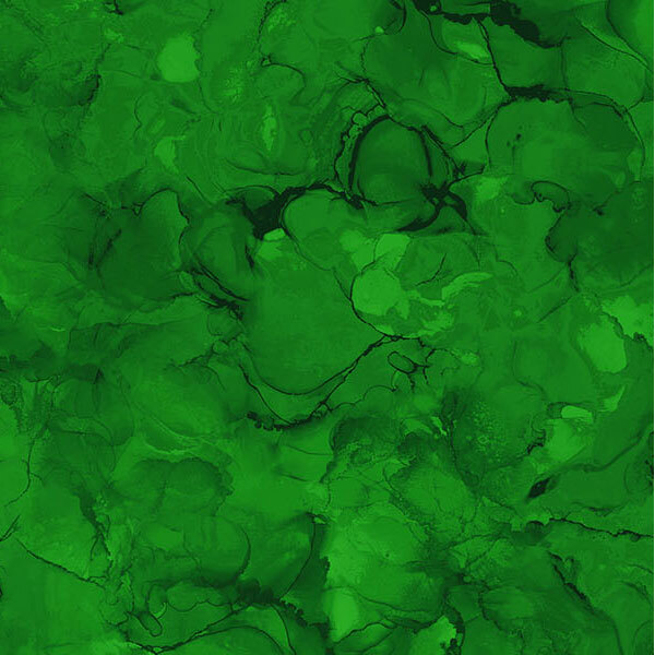 Green fabric with a classic tonal mottled pattern.