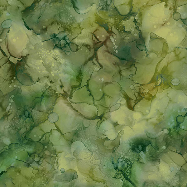 marbled watercolor fabric in a varying shades of green