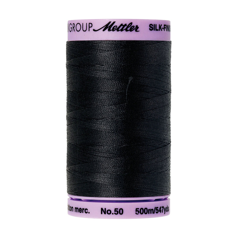 Mettler Silk-Finish 50wt Cotton Thread - Black - 547 yds