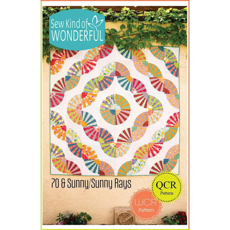 Quilt pattern cover with colorful sunburst blocks and the text “Sew Kind of Wonderful.”