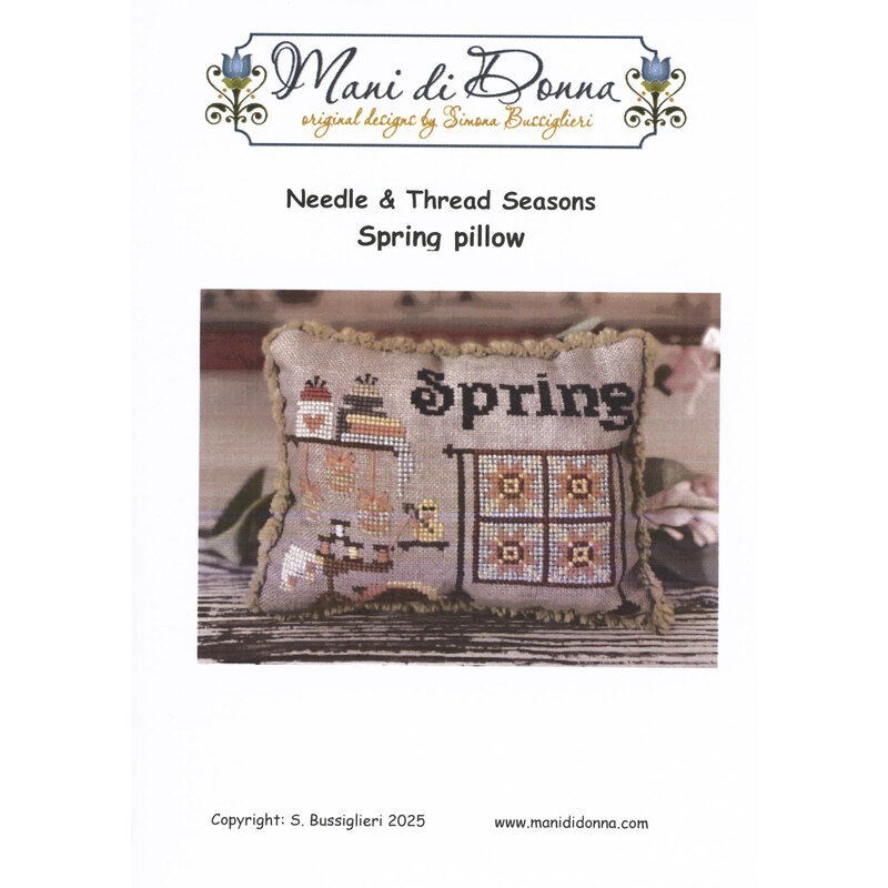 Front cover of the Spring Pillow cross stitch pattern.