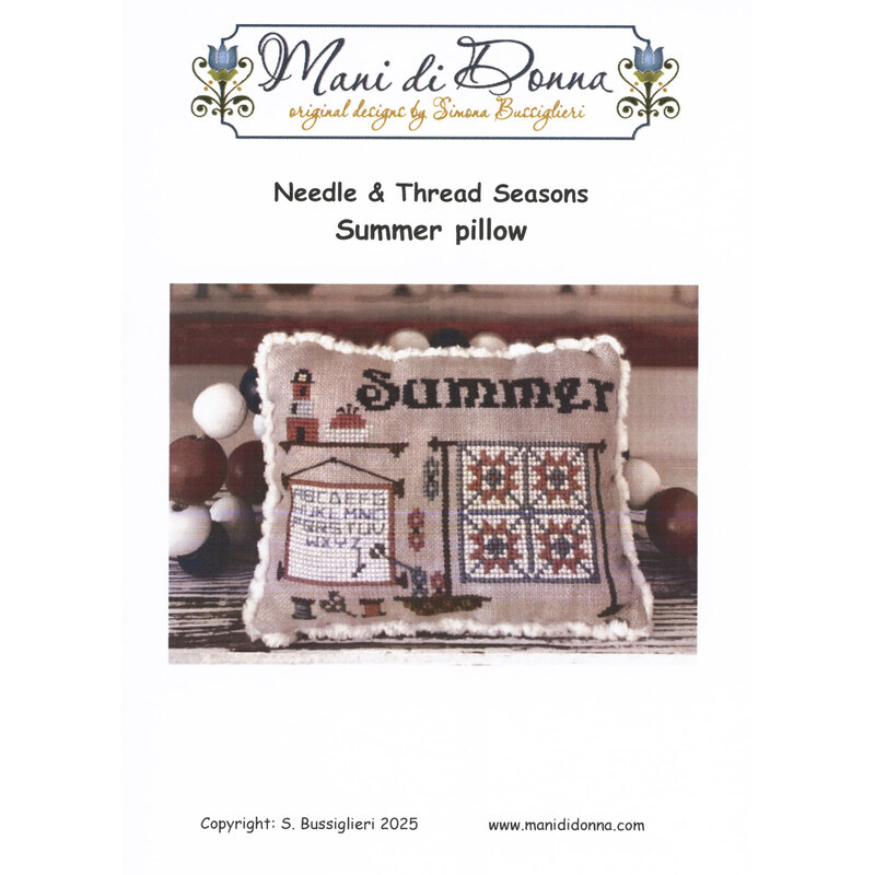 Front cover of the Summer Pillow cross stitch pattern.