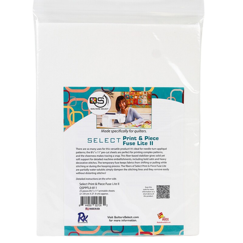 Quilters Select Print & Piece Fuse Lite 8-1/2in x 11in 25pk