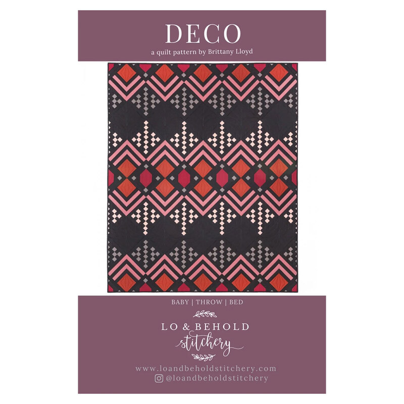 Front cover of the Deco pattern featuring the finished quilt design.