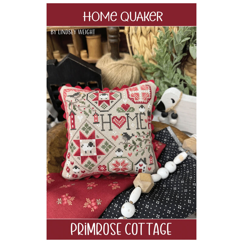 The front of the pattern showing the finished project staged amongst seasonal decor