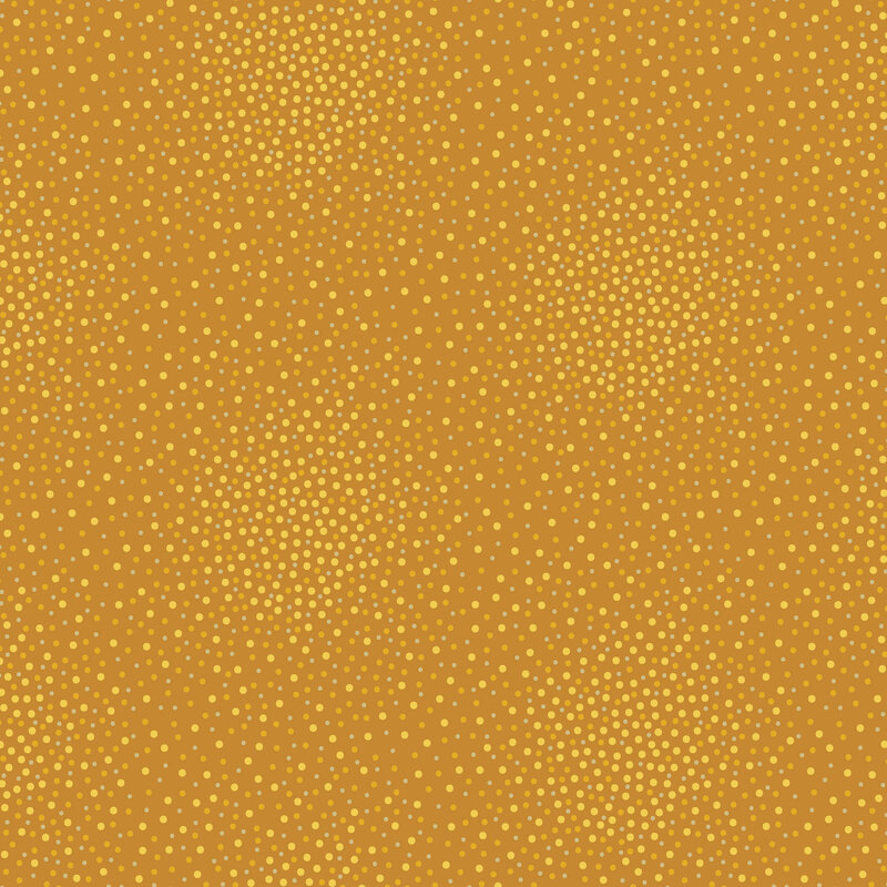 yellow and gold metallic dots scattered across a gold spice background.