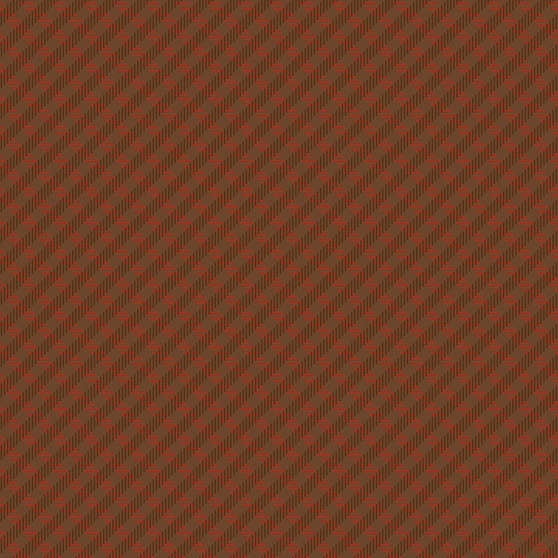 Brown fabric with a simple red and espresso brown pattern of biased ginghams.