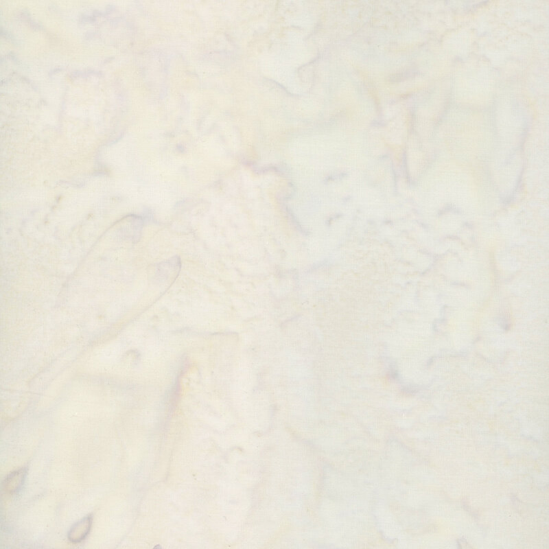 Swatch of neutral cream batik with tonal, yellow, and pale pink marbling.