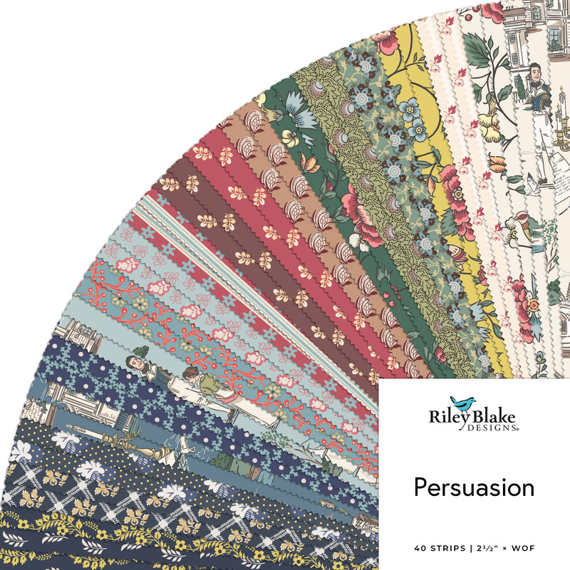 Fanned collage of regency-era and floral fabrics from the Jane Austen's House - Persuasion collection