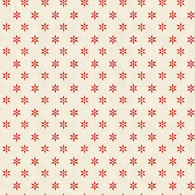 A cream fabric with red bowen stars.